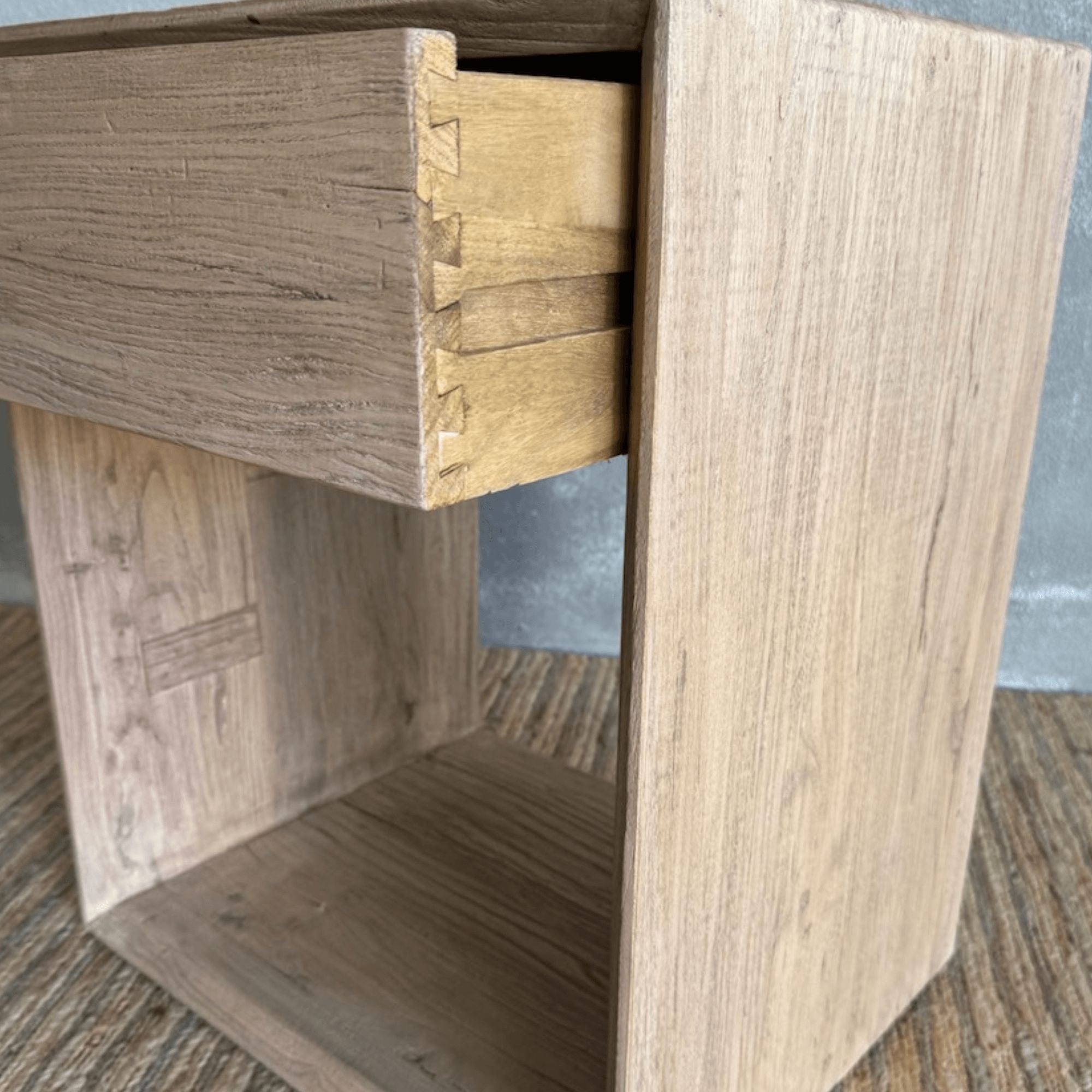 Modern Elm Bedside 500L - 1 Drawer Bedroom Furniture Beachwood Designs 