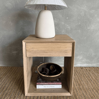 Modern Elm Bedside 500L - 1 Drawer Bedroom Furniture Beachwood Designs 