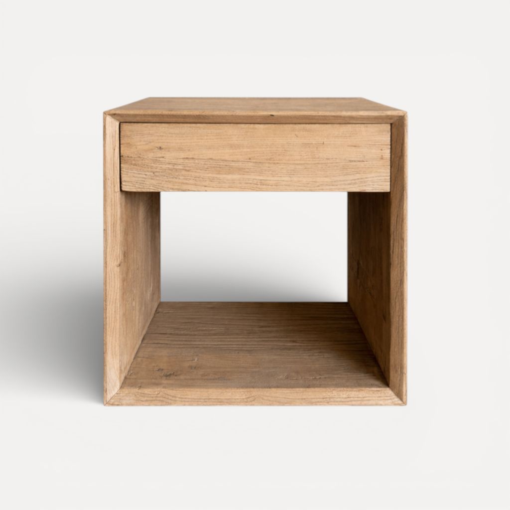 Modern Elm Bedside 500L - 1 Drawer Bedroom Furniture Beachwood Designs 