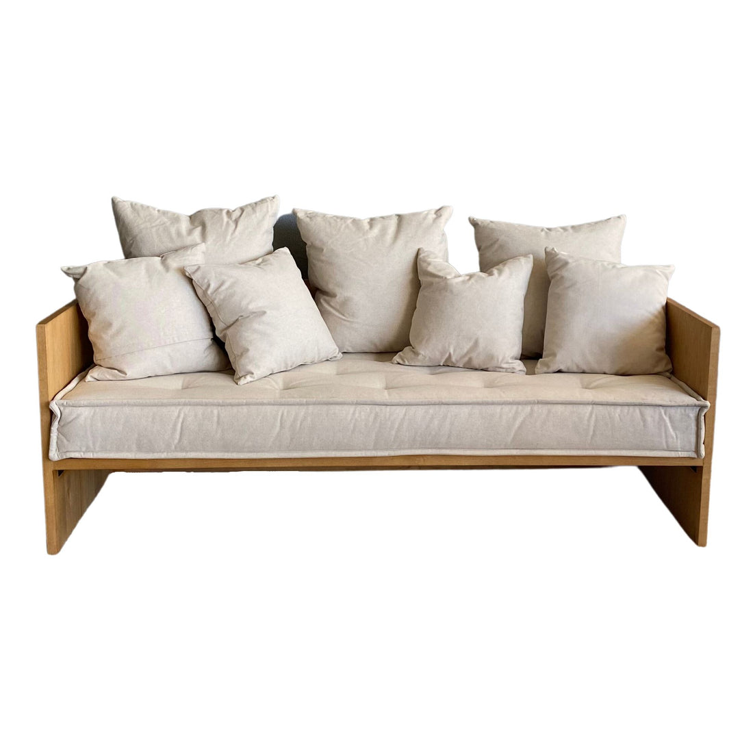 Modern Oak Daybed Living Furniture Beachwood Designs Salt & Pepper Linen Cotton