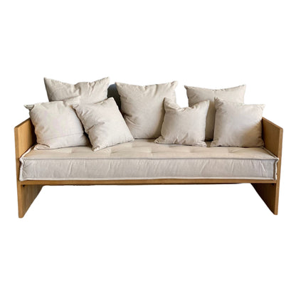 Modern Oak Daybed Living Furniture Beachwood Designs Salt &amp; Pepper Linen Cotton 