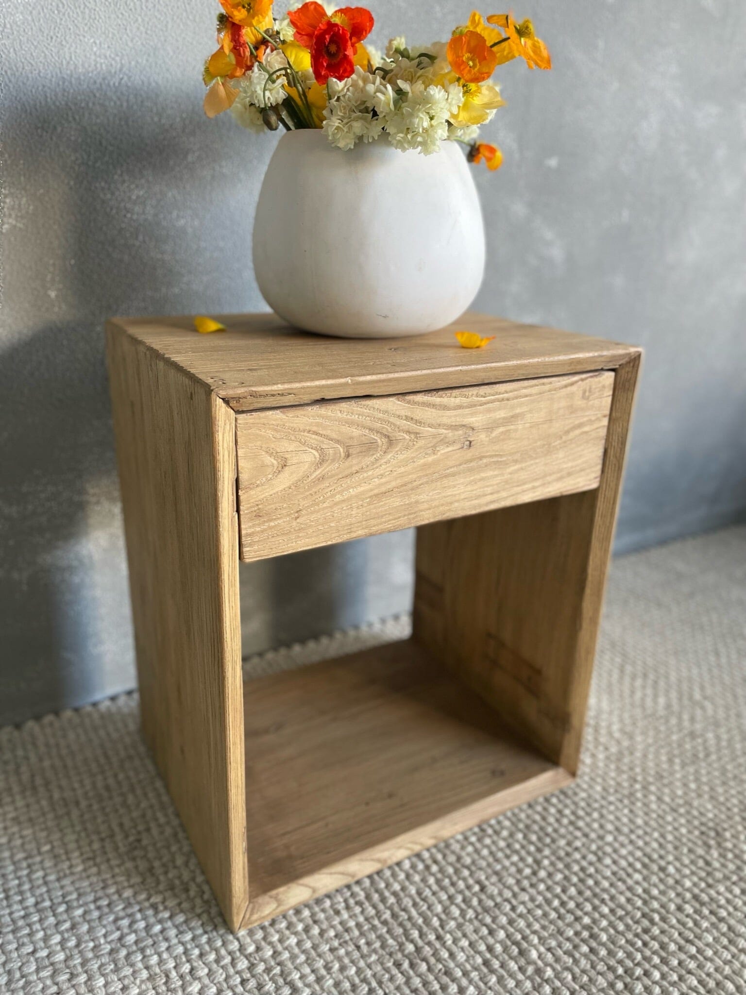 Modern Recessed Elm Bedside L500mm Living Furniture Beachwood Designs