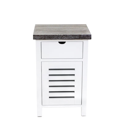 Newport Bedside L450mm - 1 Drawer Bedroom Furniture Beachwood Designs White &amp; Grey Limed 