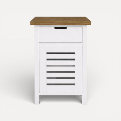 Newport Bedside L450mm - 1 Drawer Bedroom Furniture Beachwood Designs White &amp; Weathered Oak 