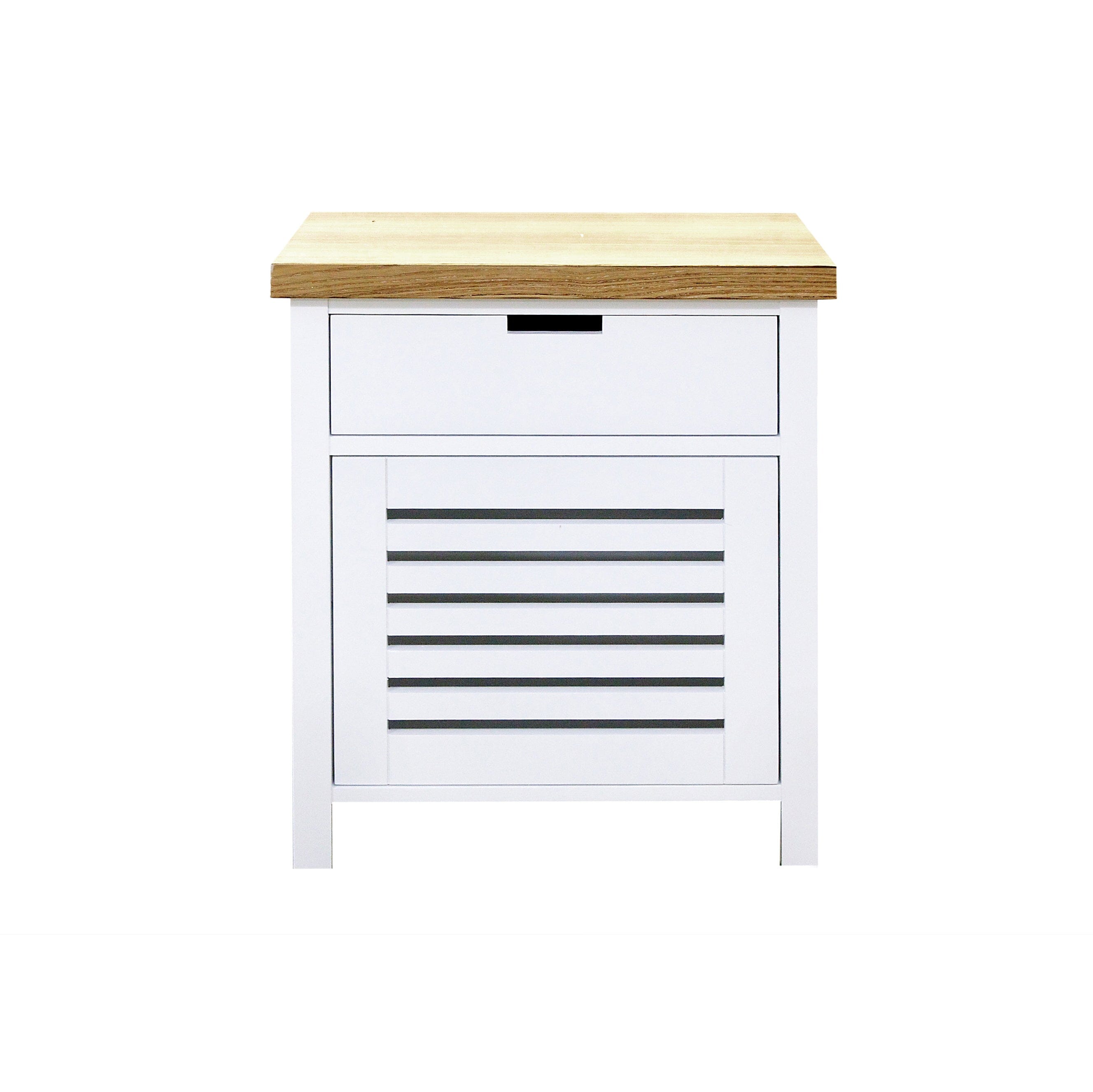 Newport Bedside L600mm - 1 Drawer Bedroom Furniture Beachwood Designs White &amp; Limed Ash 