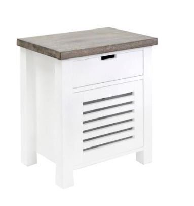 Newport Bedside L600mm - 1 Drawer - White &amp; Grey Limed Bedroom Furniture Beachwood Designs 