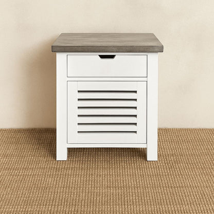 Newport Bedside L600mm - 1 Drawer - White &amp; Grey Limed Bedroom Furniture Beachwood Designs 