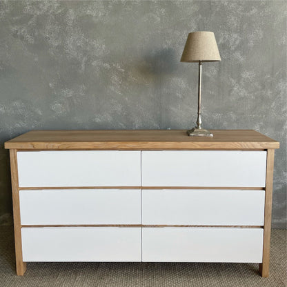 Newport Chest of Drawers L1600mm Bedroom Furniture Beachwood Designs White Drs &amp; Limed Ash Top 