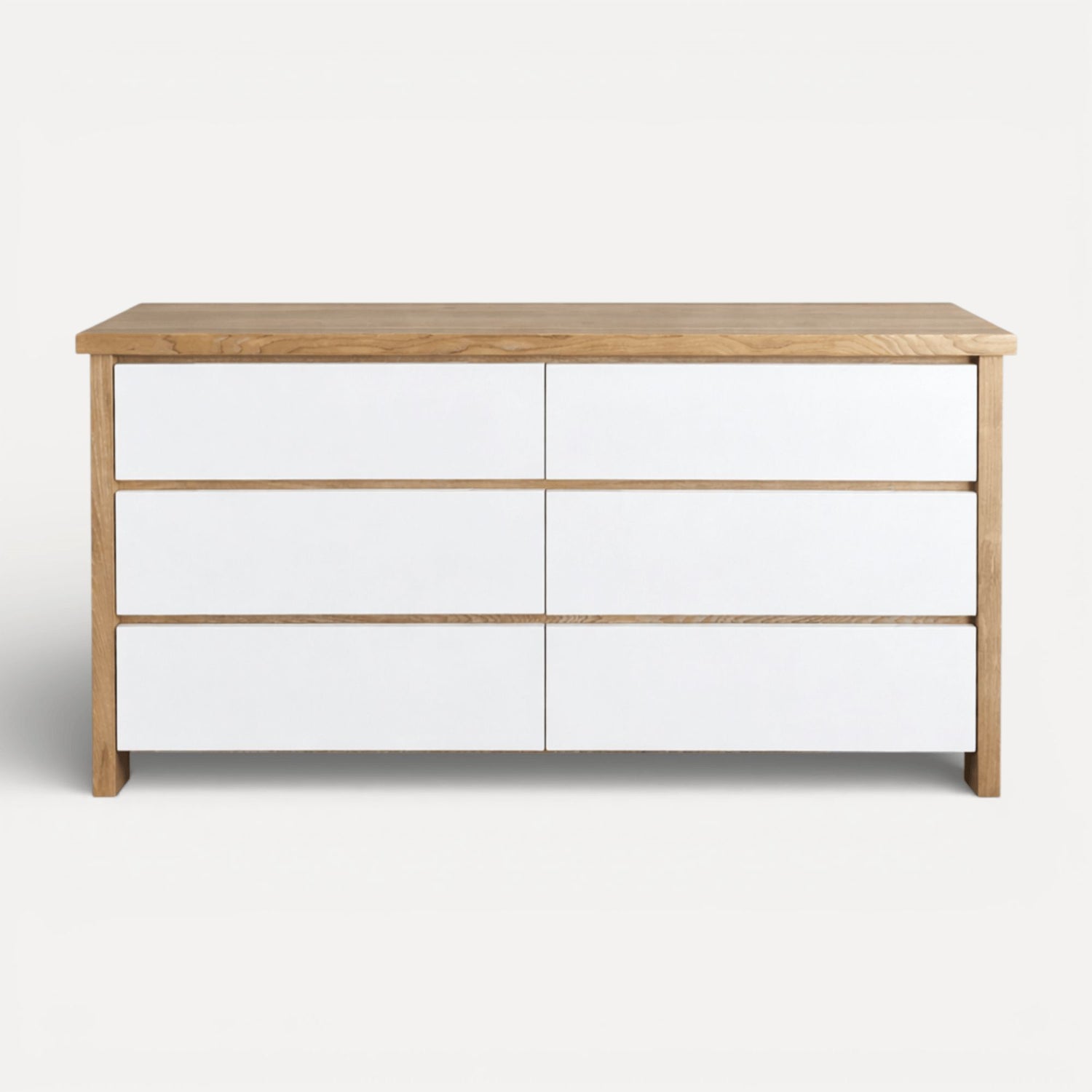Newport Chest of Drawers L1600mm Bedroom Furniture Beachwood Designs White Drs &amp; Limed Ash Top 