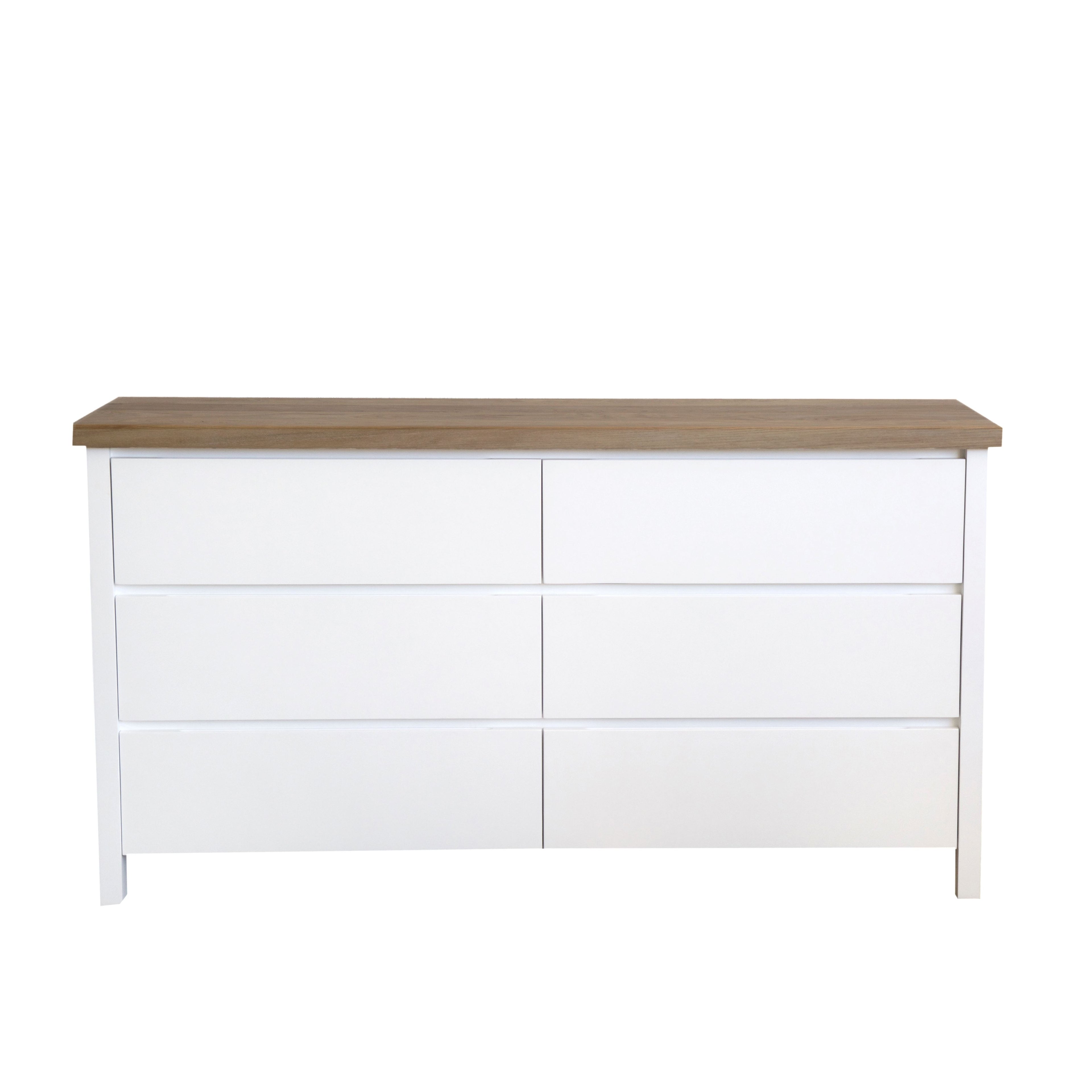 Newport Chest of Drawers L1600mm Bedroom Furniture Beachwood Designs White &amp; Weathered Oak 