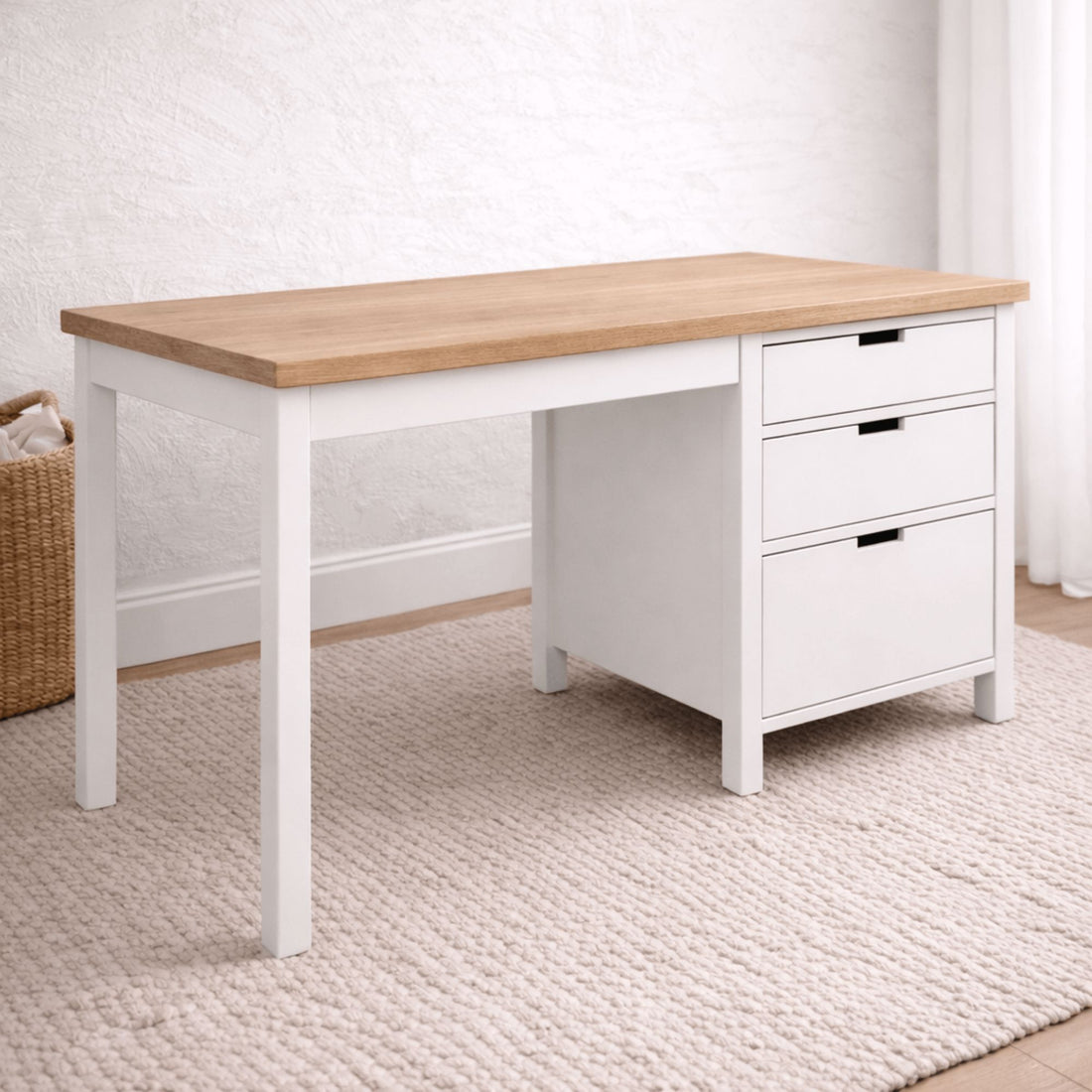 Newport Desk L1500mm with 3 Drawers Office & Storage Furniture Beachwood Designs White & Limed Ash