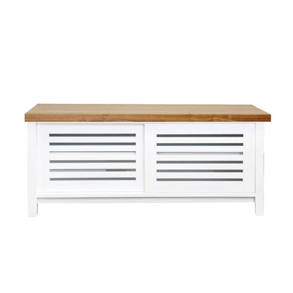 Newport Media Unit L1200mm Living Furniture Beachwood Designs White &amp; Weathered Oak 