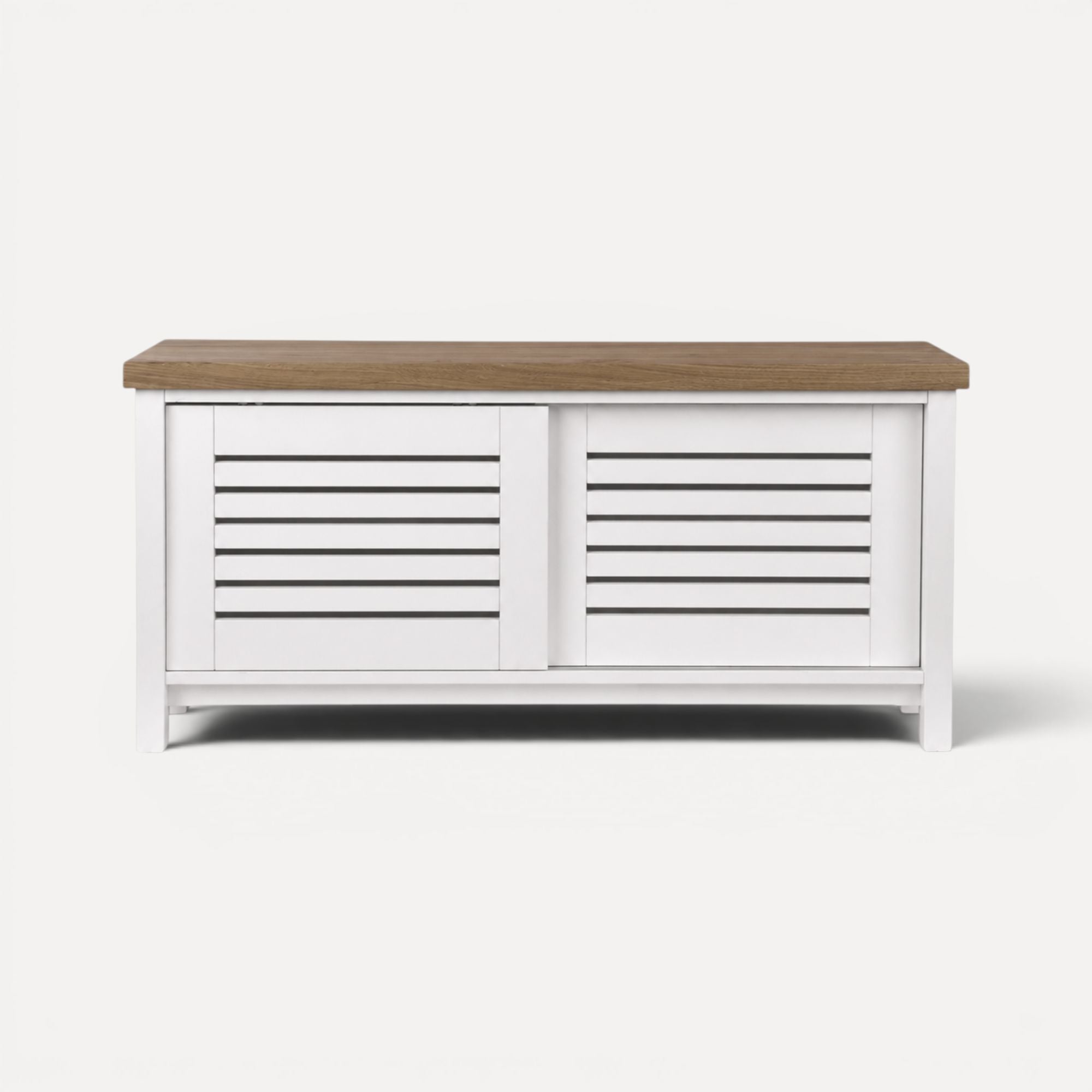 Newport Media Unit L1200mm Living Furniture Beachwood Designs White &amp; Weathered Oak 