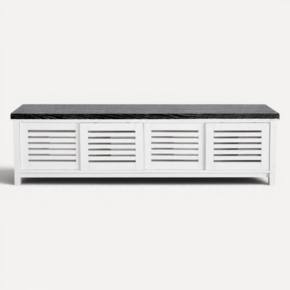 Newport Media Unit L2000mm Living Furniture Beachwood Designs White &amp; Grey Limed 