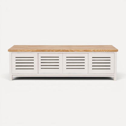 Newport Media Unit L2000mm Living Furniture Beachwood Designs White &amp; Limed Ash 