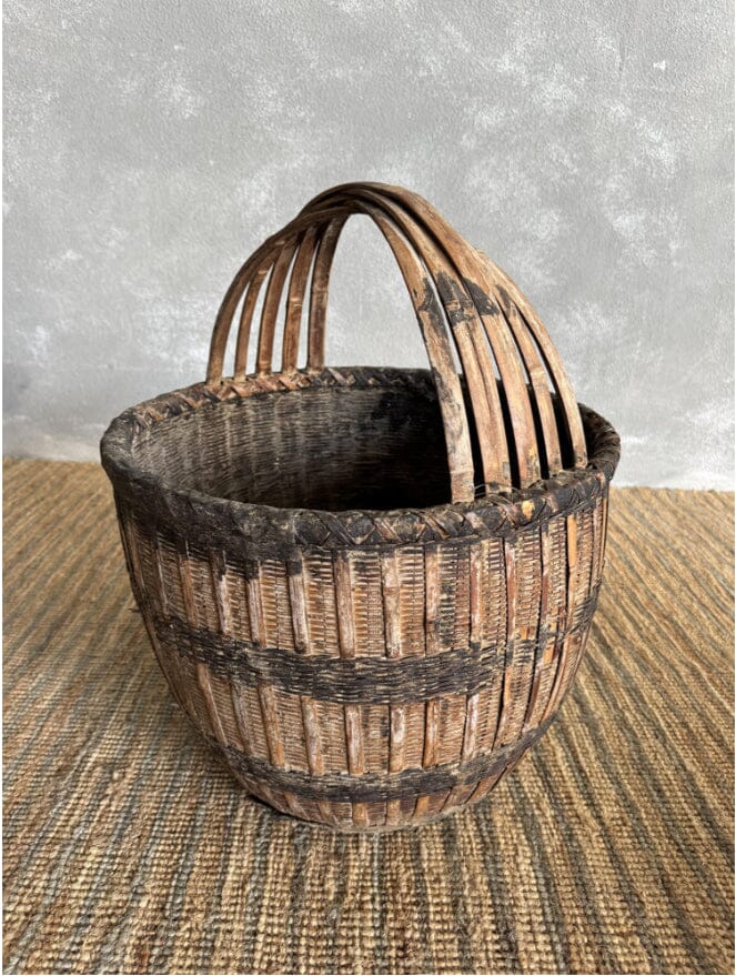 Old Chinese fishing basket with multiple handle Homewares Beachwood Designs 