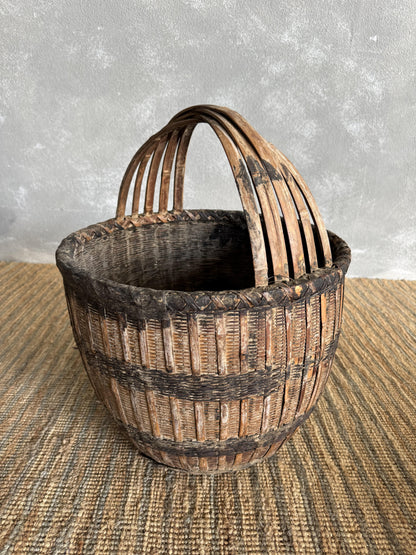 Old Chinese fishing basket with multiple handle Homewares Beachwood Designs 