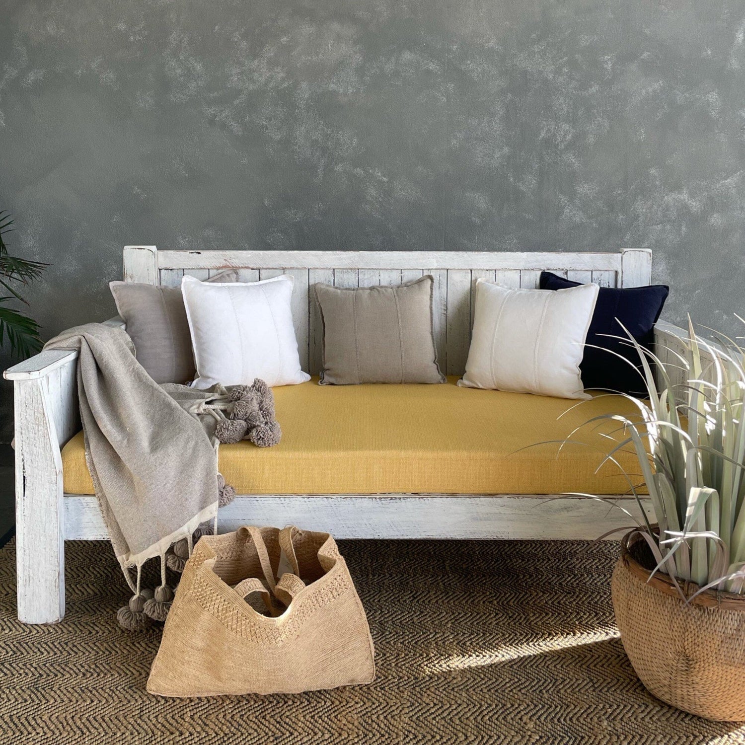 Outdoor Linen Cushion - 50 x 50cm Homewares Beachwood Designs 