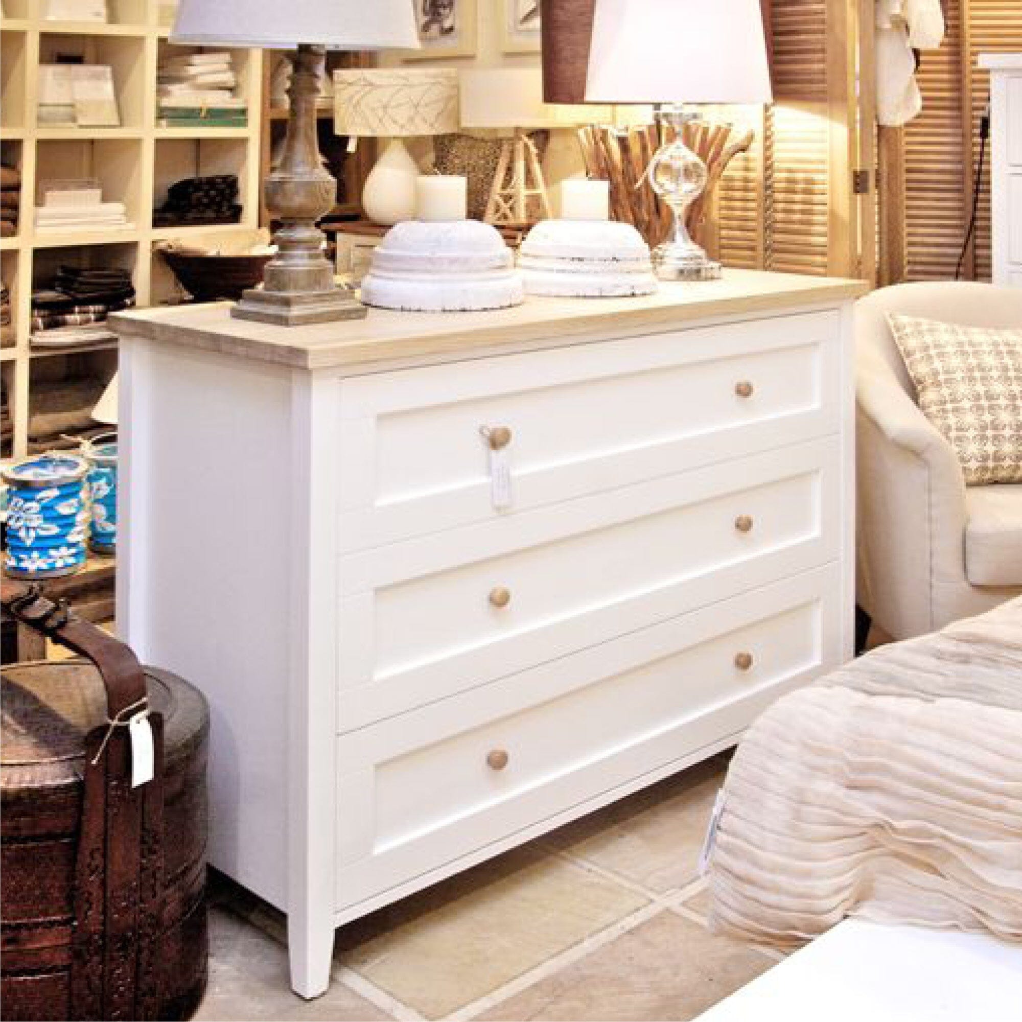 Pacific Chest of Drawers L1200mm Bedroom Furniture Beachwood Designs White &amp; Limed Ash