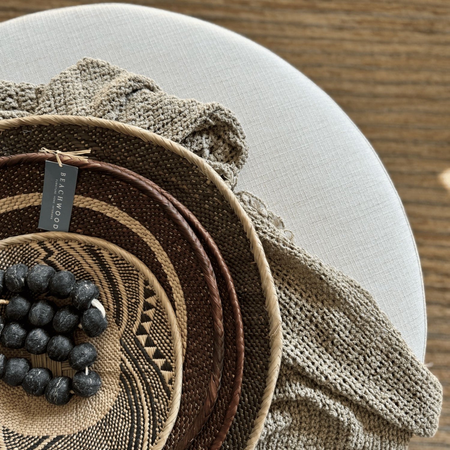 Palma Round Ottoman - D620mm Living Furniture Beachwood Designs 