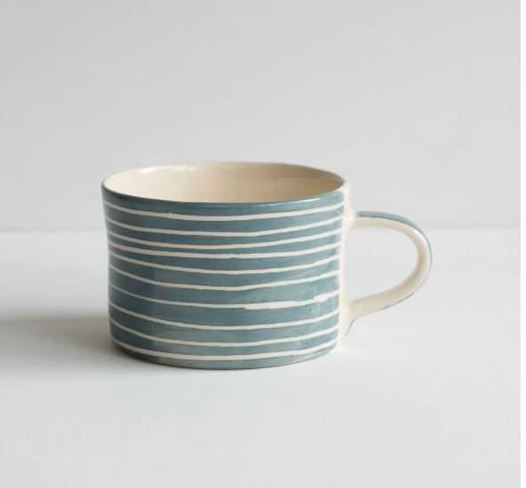 Portuguese Ceramic Mug Homewares Beachwood Designs Blue Stripes 