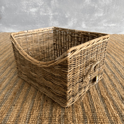 Rattan Basket with Scooped Front Homewares Beachwood Designs