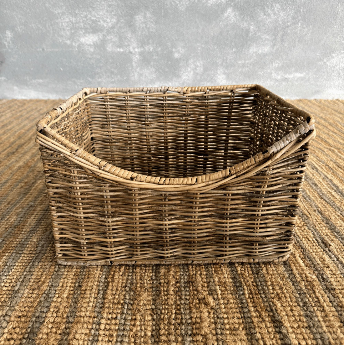 Rattan Basket with Scooped Front Homewares Beachwood Designs 