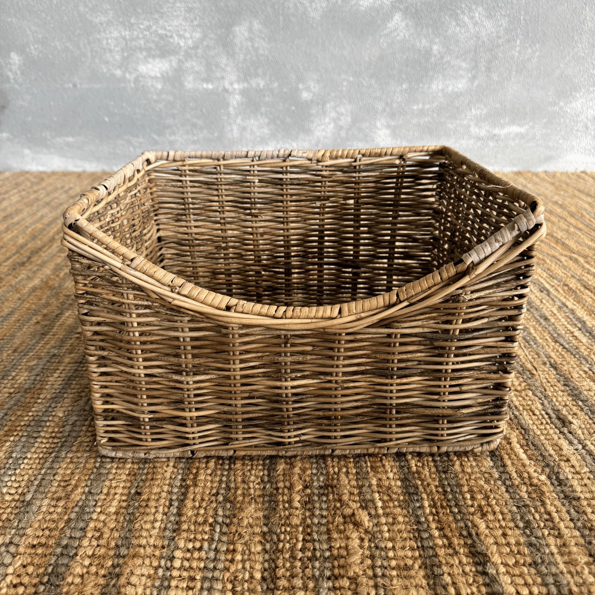 Rattan Basket with Scooped Front Homewares Beachwood Designs 