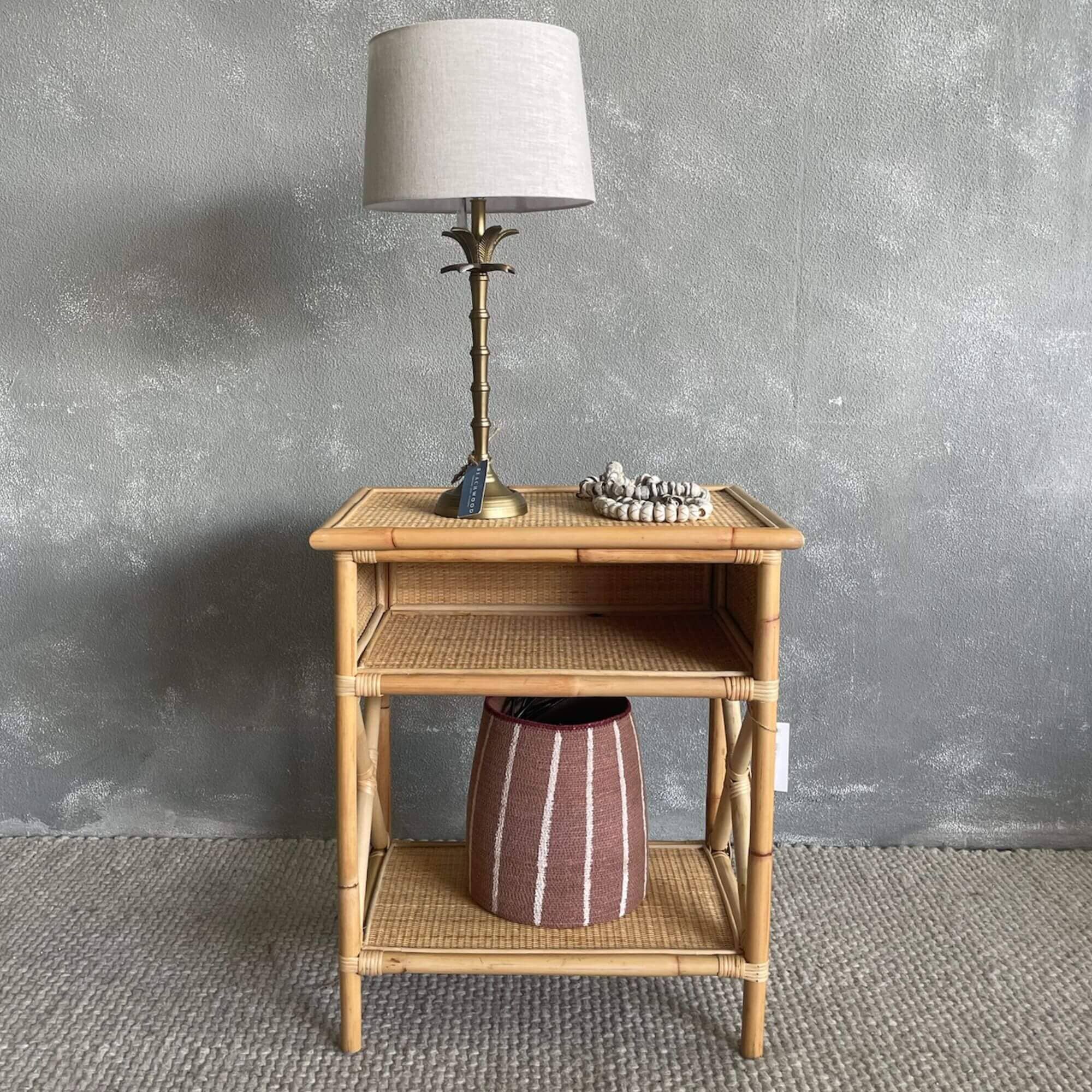 Rattan Bedside L600mm - Open Shelf Bedroom Furniture Beachwood Designs 