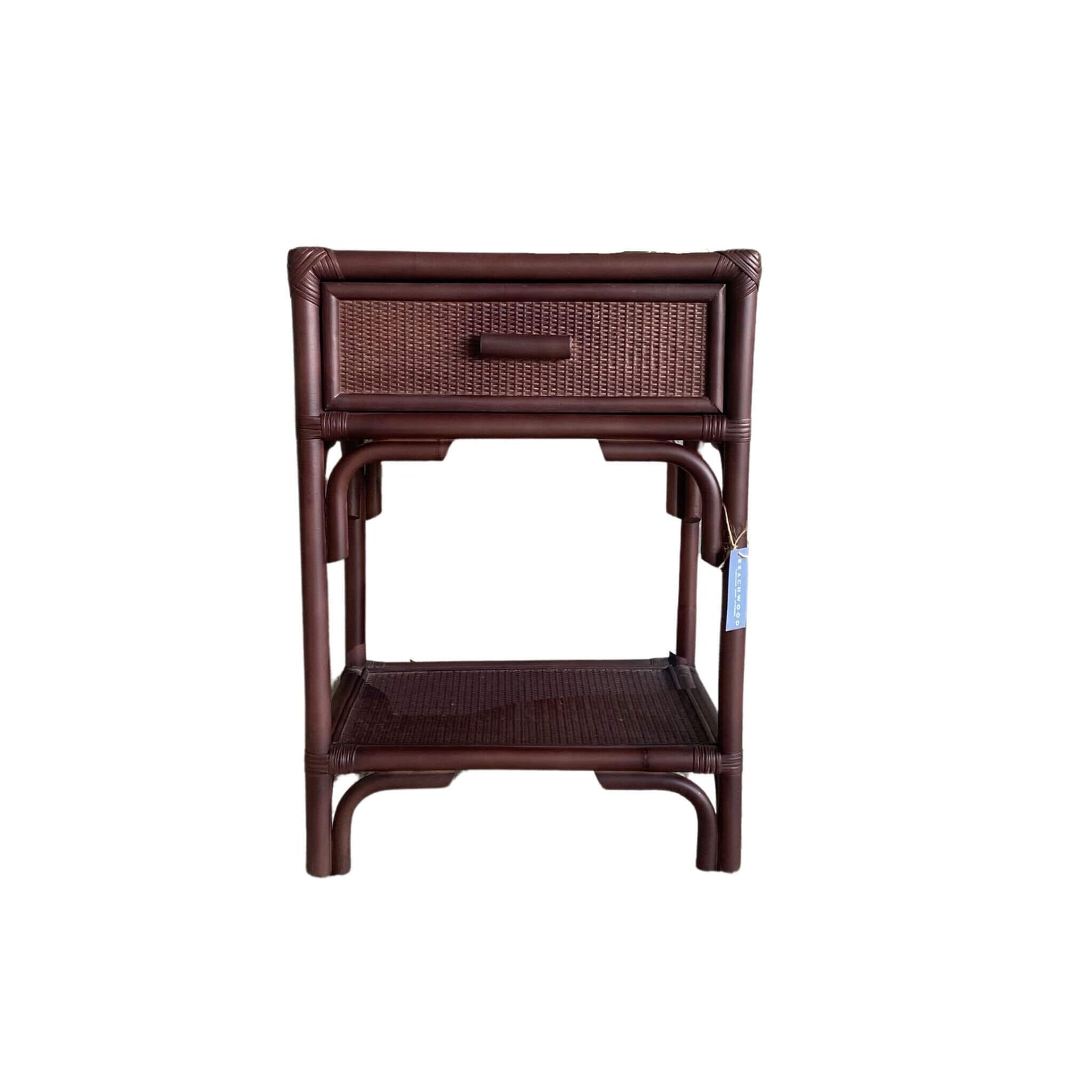 Rattan Walnut Bedside L500mm - 1 Drawer Bedroom Furniture Beachwood Designs 