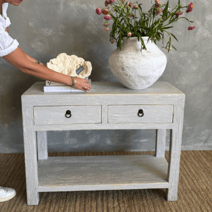 Reclaimed Elm Console L1000mm - Light Grey Living Furniture Beachwood Designs 