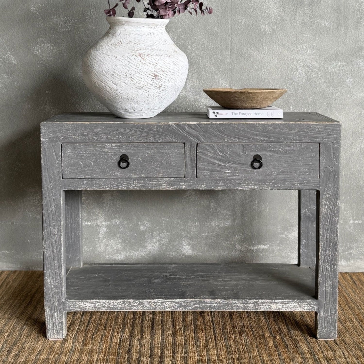 Reclaimed Elm Console L1000mm Living Furniture Beachwood Designs Painted Grey Elm 