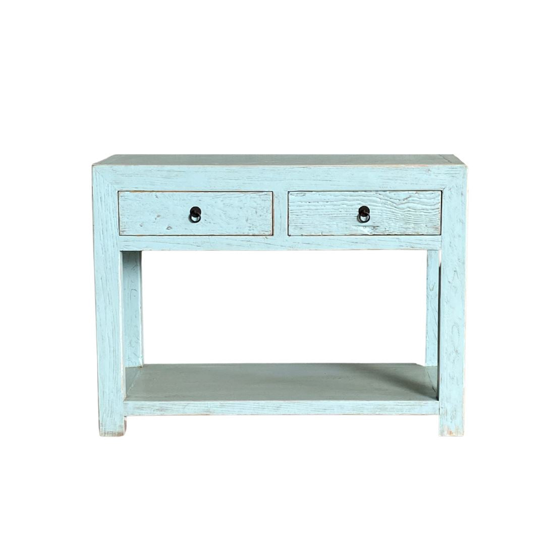 Reclaimed Elm Console L1000mm Living Furniture Beachwood Designs Painted Light Blue Elm 