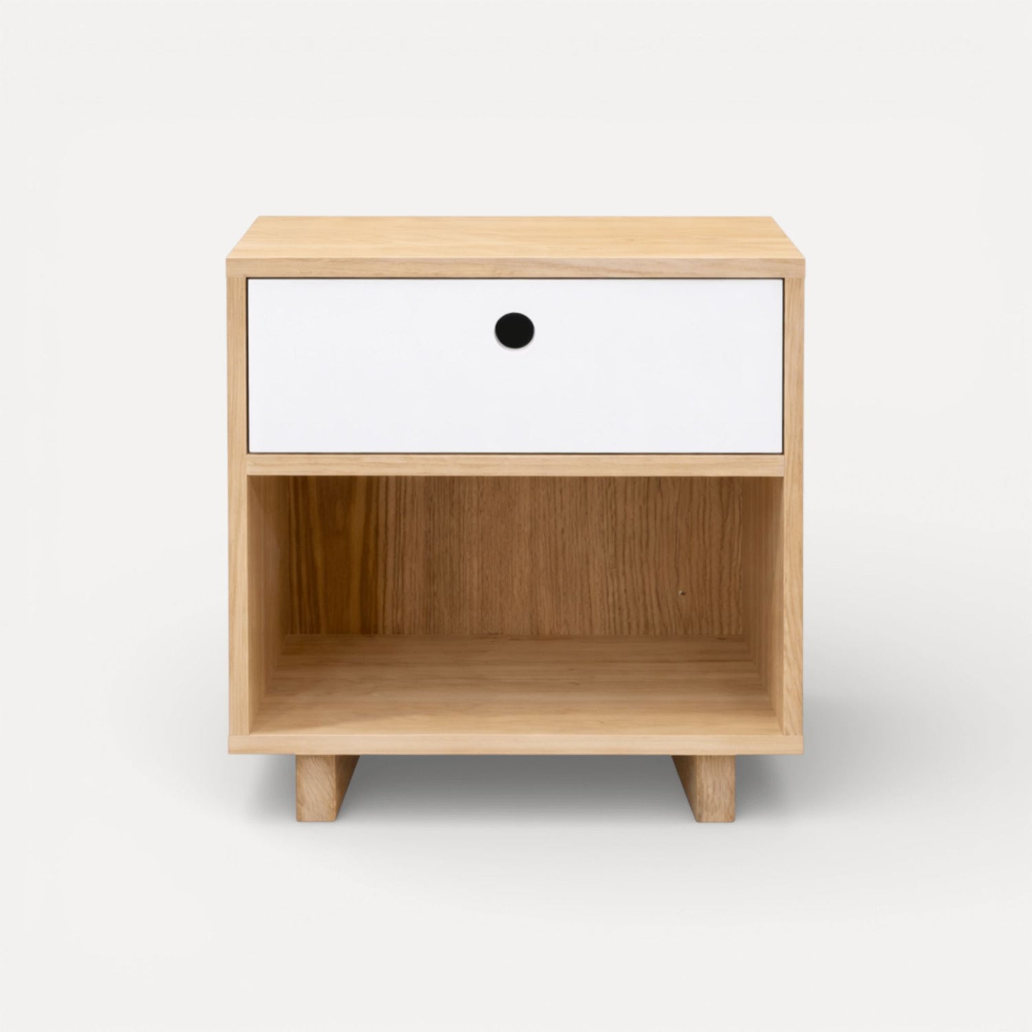 Romo Bedside L550mm Bedroom Furniture Beachwood Designs Limed Ash Frame White Drwrs 