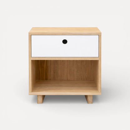 Romo Bedside L550mm Bedroom Furniture Beachwood Designs Limed Ash Frame White Drwrs 