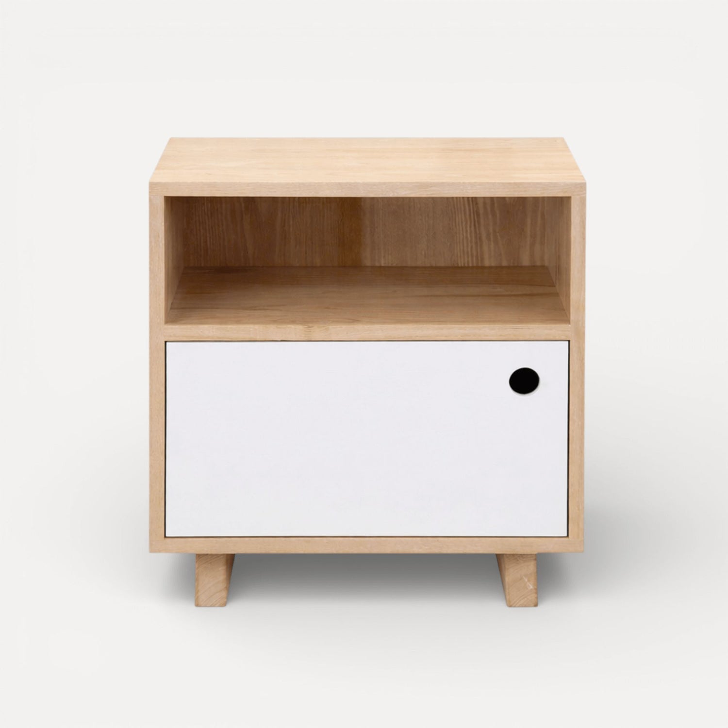 Romo Bedside L550mm Bedroom Furniture Beachwood Designs Limed Ash Frame White Drwrs Drs 