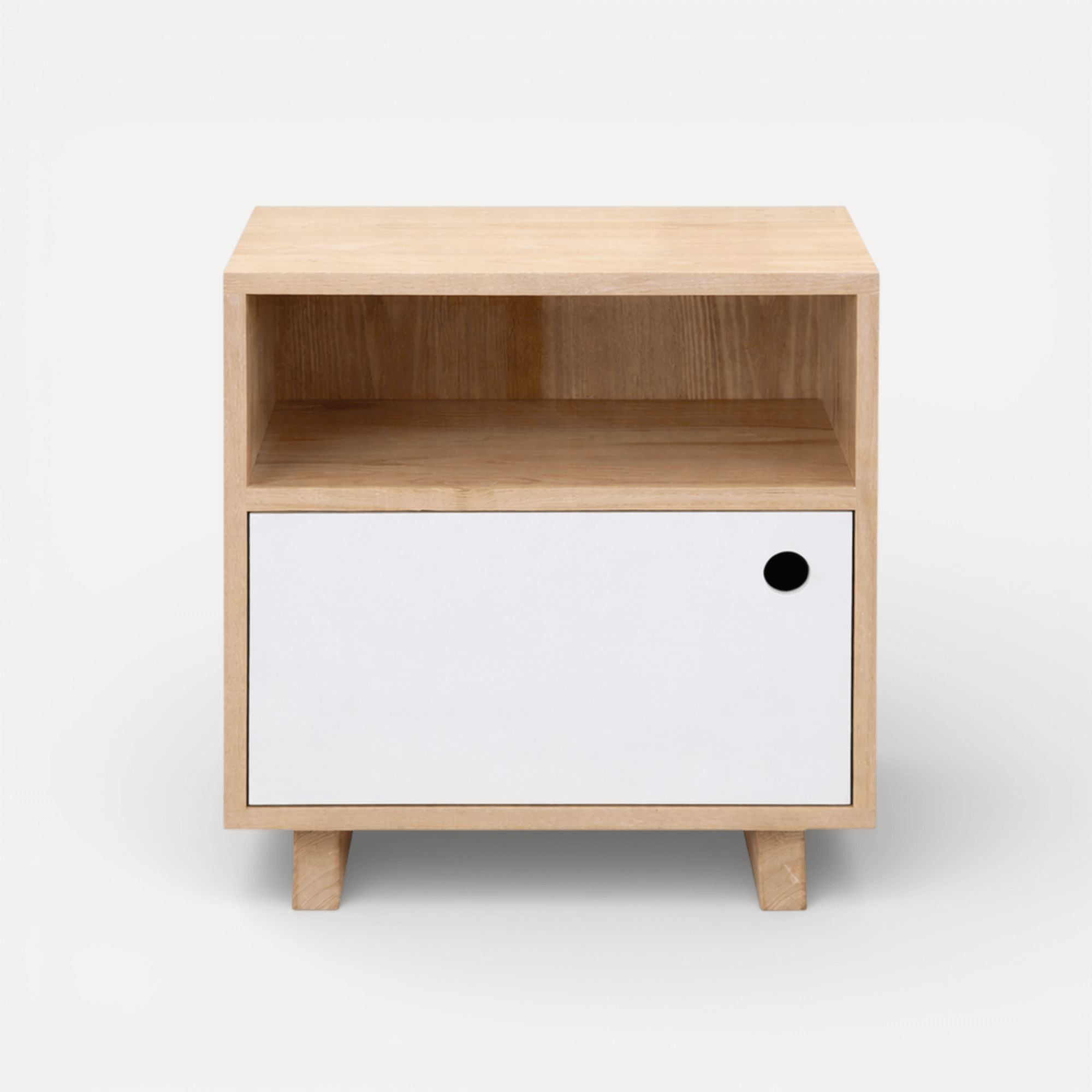 Romo Bedside L550mm Bedroom Furniture Beachwood Designs Limed Ash Frame White Drwrs Drs 