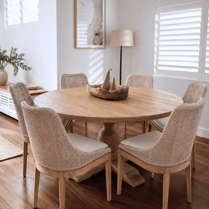 Round Elm Pedestal Dining Table D1500mm - Natural Dining Furniture Beachwood Designs 