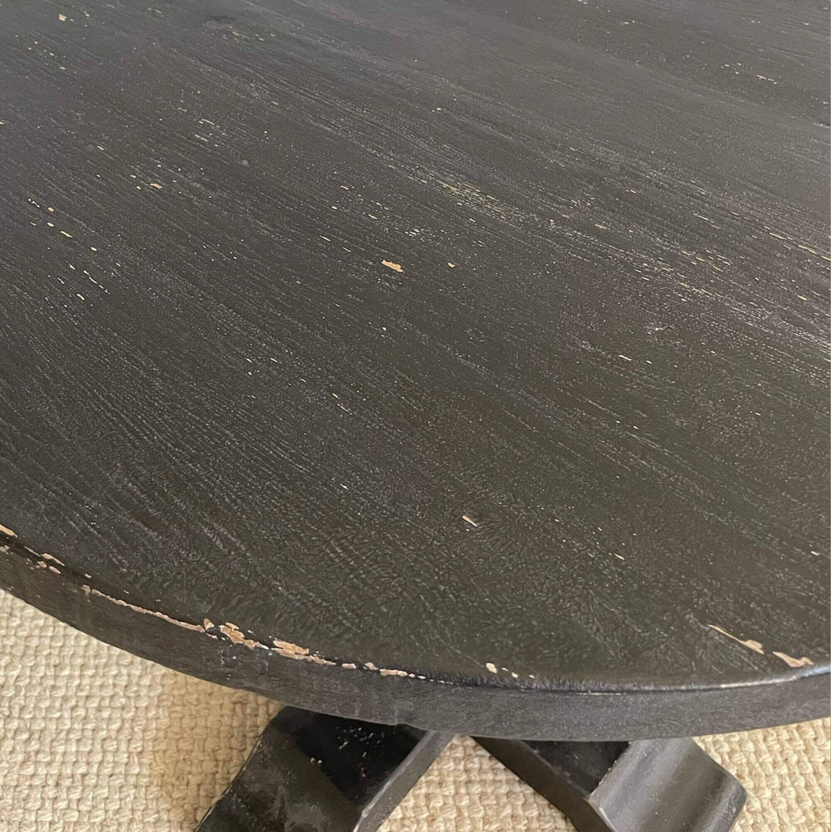 Round Elm Pedestal Dining Table D900mm - Black Dining Furniture Beachwood Designs 
