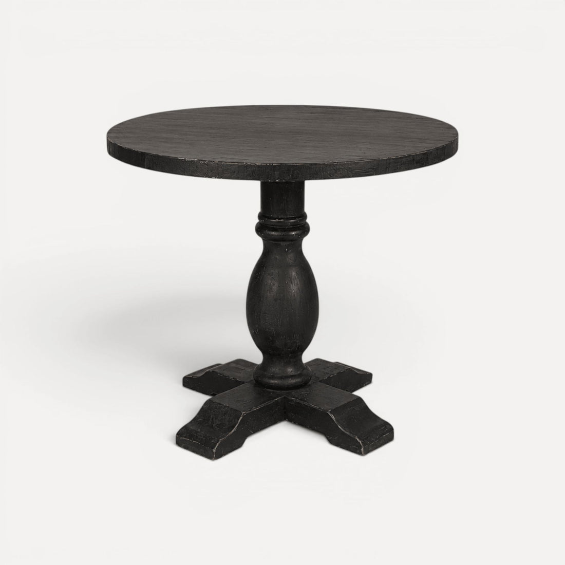 Round Elm Pedestal Dining Table D900mm - Black Dining Furniture Beachwood Designs 