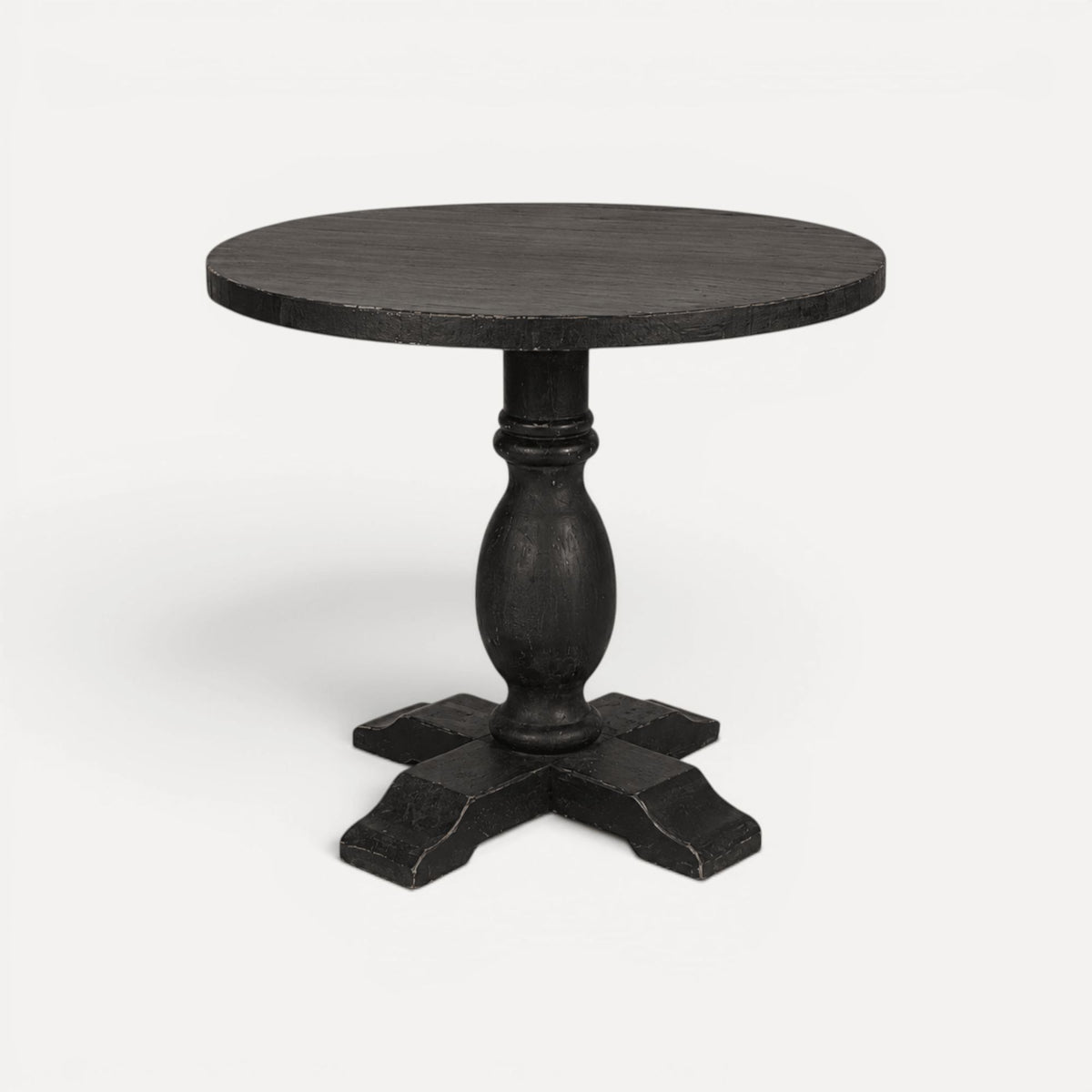 Round Elm Pedestal Dining Table D900mm - Black Dining Furniture Beachwood Designs 