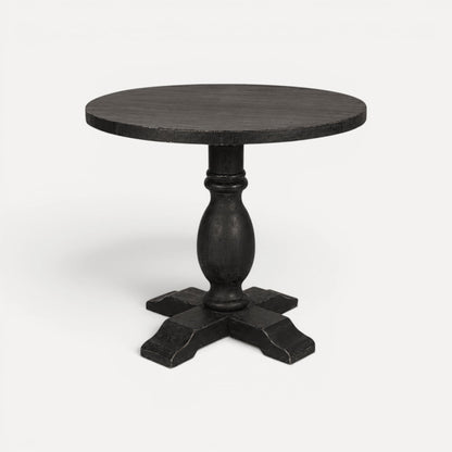 Round Elm Pedestal Dining Table D900mm - Black Dining Furniture Beachwood Designs 