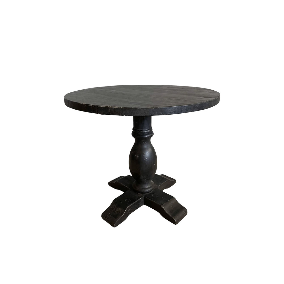 Round Elm Pedestal Dining Table D900mm - Black Dining Furniture Beachwood Designs 