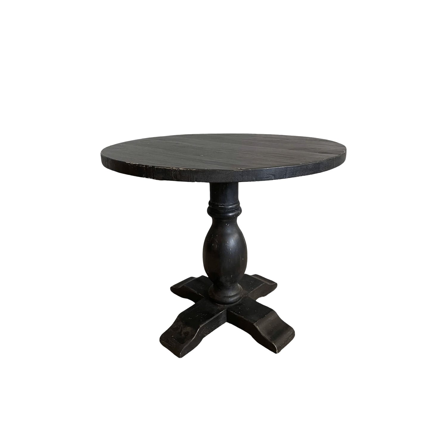 Round Elm Pedestal Dining Table D900mm - Black Dining Furniture Beachwood Designs 
