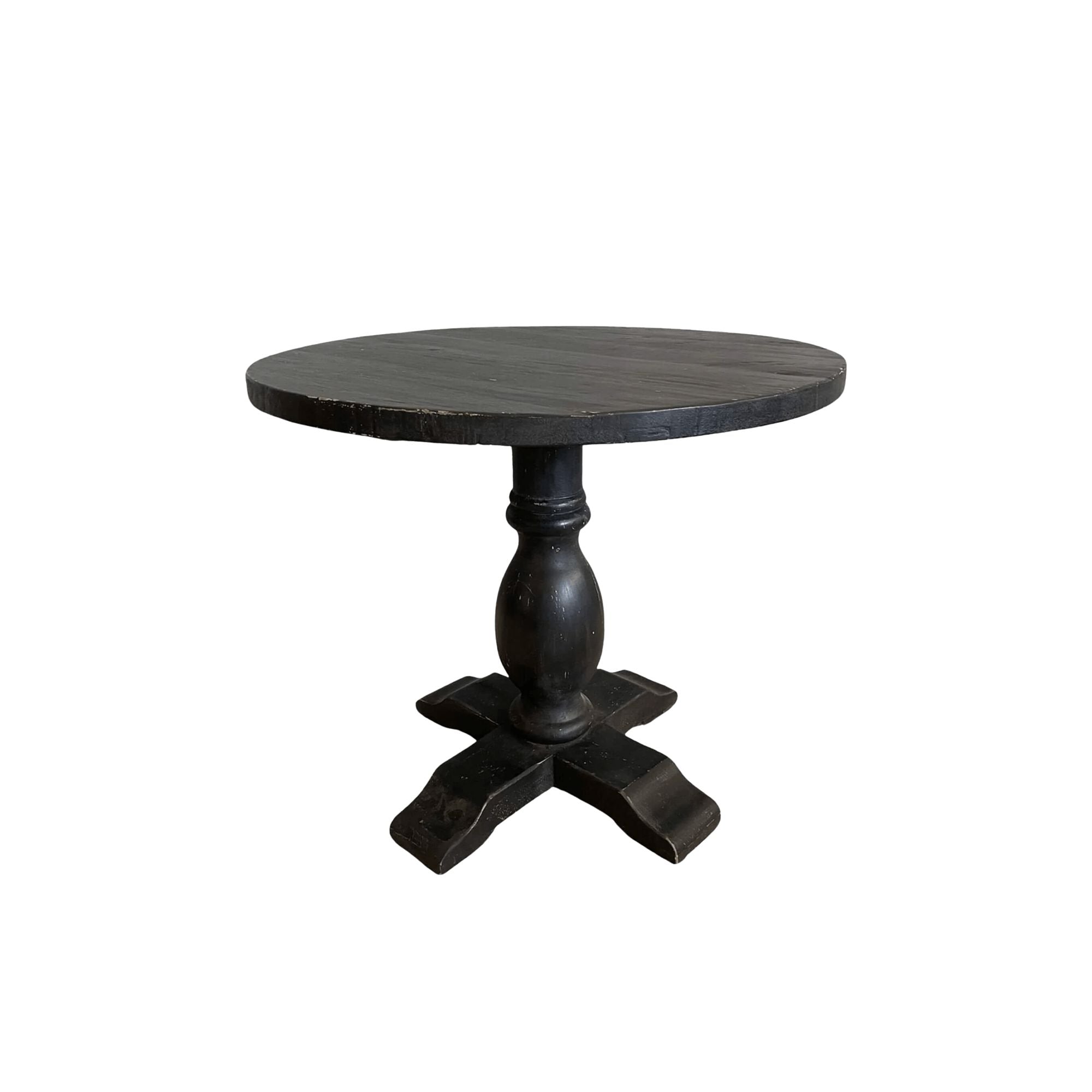 Round Elm Pedestal Dining Table D900mm - Black Dining Furniture Beachwood Designs 