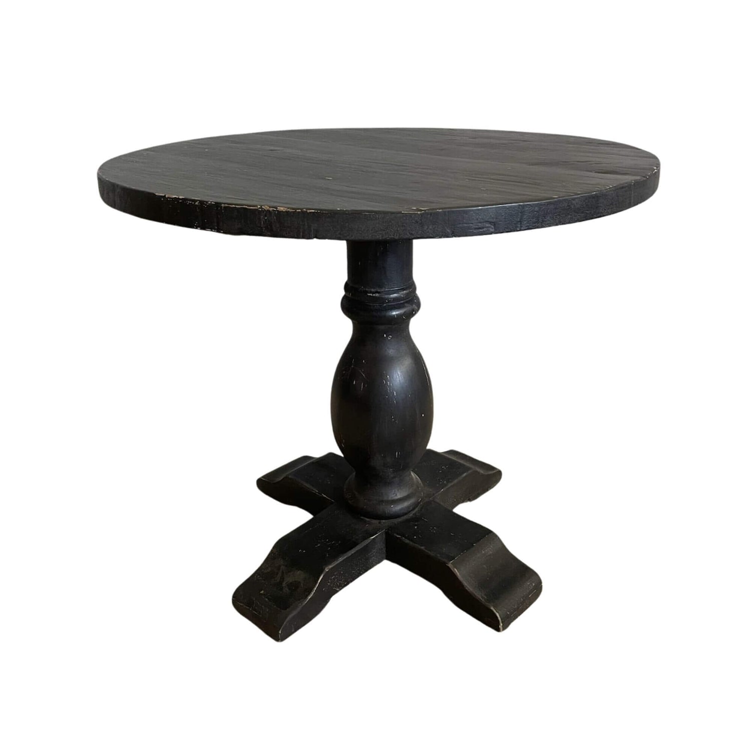 Round Elm Pedestal Dining Table D900mm - Black Dining Furniture Beachwood Designs 