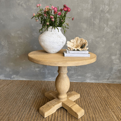 Round Elm Pedestal Dining Table D900mm - Natural Dining Furniture Beachwood Designs 