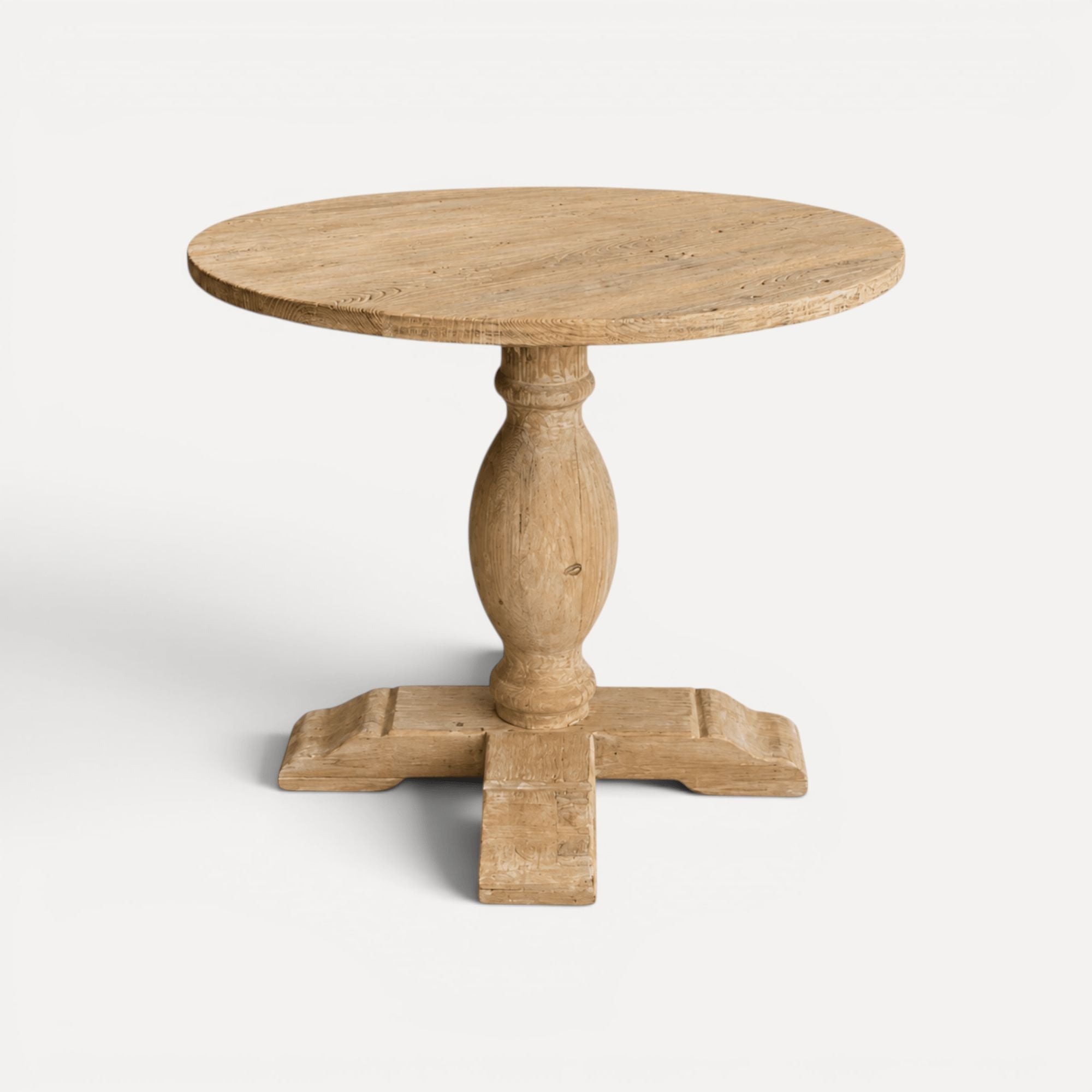 Round Elm Pedestal Dining Table D900mm - Natural Dining Furniture Beachwood Designs 