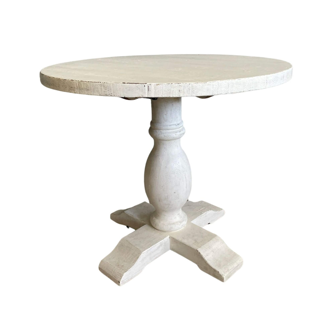 Round Elm Pedestal Dining Table D900mm - White Dining Furniture Beachwood Designs 