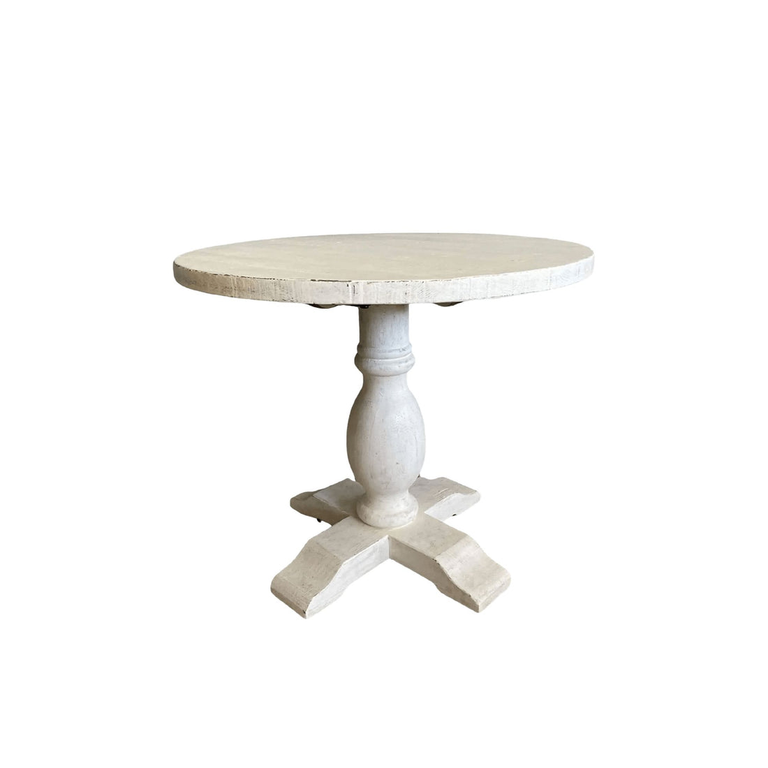 Round Elm Pedestal Dining Table D900mm - White Dining Furniture Beachwood Designs